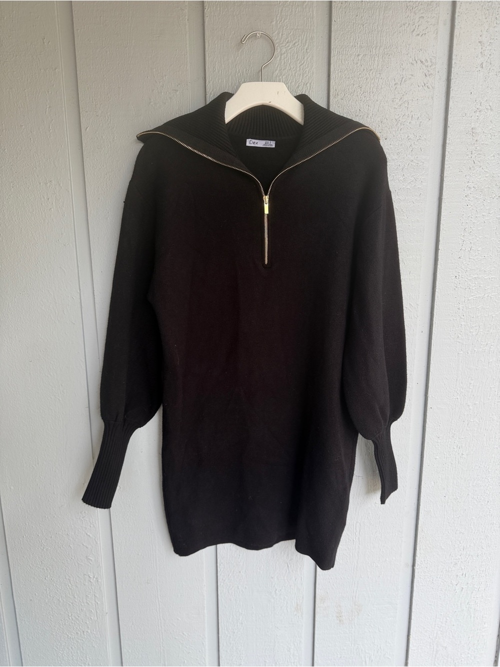 Dex Black Sweater Dress with Gold Zip Pull‎ size Small